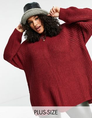 Only Curve ribbed balloon sleeve jumper in red - ASOS Price Checker