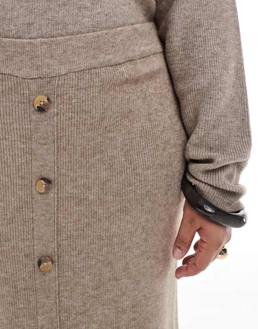 ONLY Curve ribbed midi skirt in beige - part of a set, 5 of 5