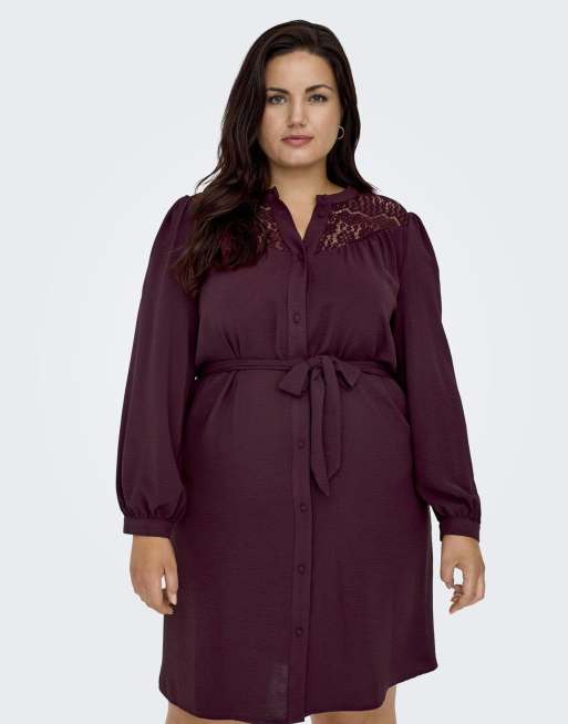 ONLY Curve - Robe en dentelle - Lie-de-vin Windsor