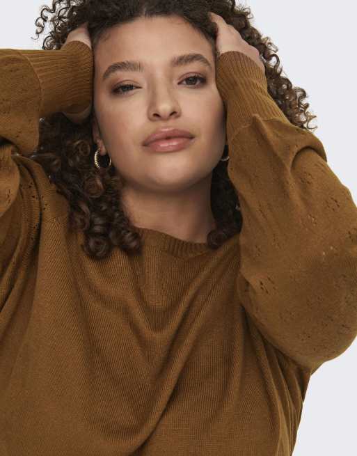 ONLY Curve - Robe en maille - Marron, 4 de 4