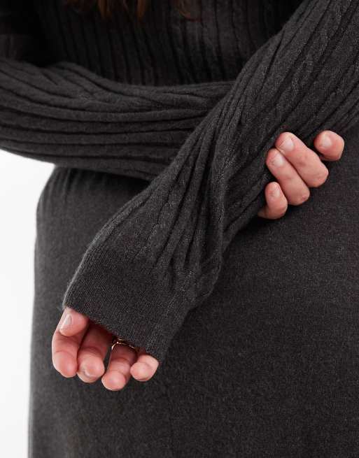 ONLY Curve - Robe en maille torsadée - Gris foncé, 4 de 4