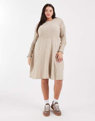Robe en maille torsadée - Taupe-Neutre XL