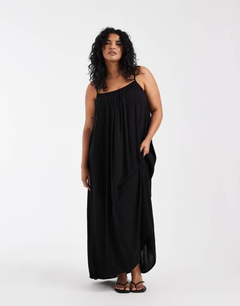 ONLY Curve - Robe longue à bretelles fines - Noir - view 1