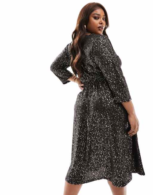 Robe longue portefeuille noir femme