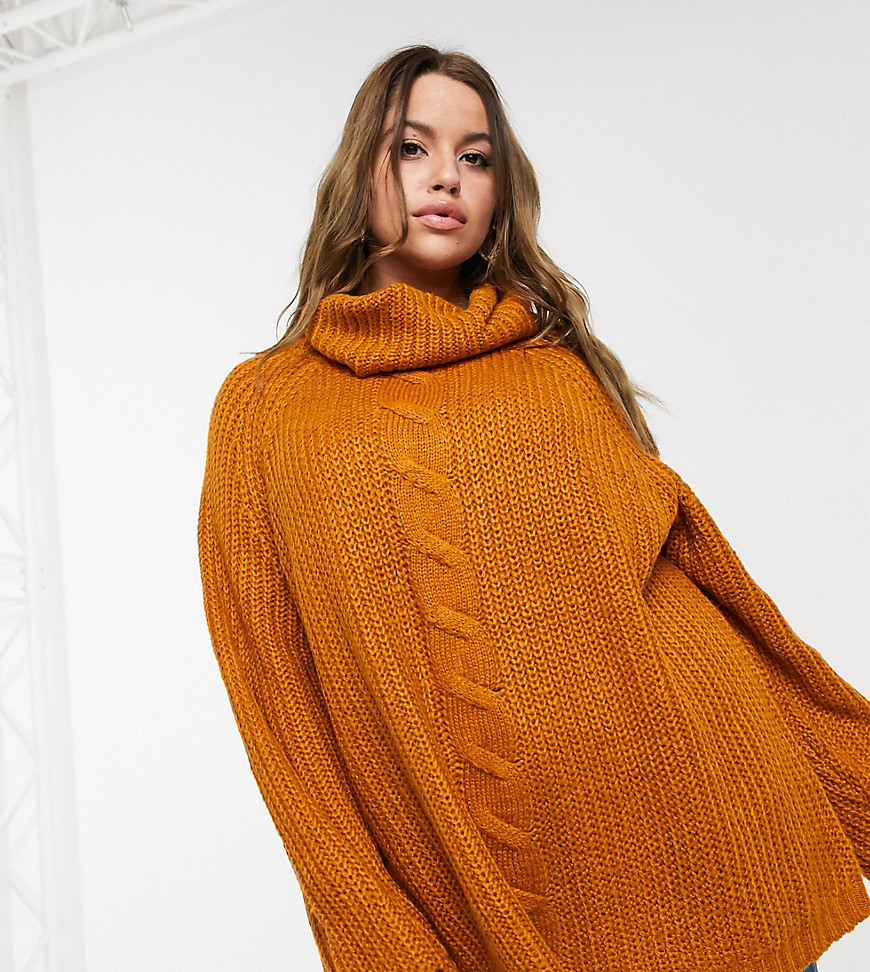 Only Curve roll neck jumper in mustard-Yellow