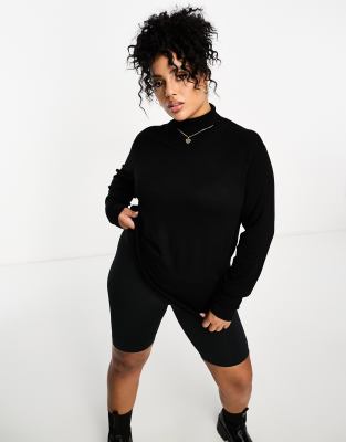 Only Curve Roll Neck Sweater In Black