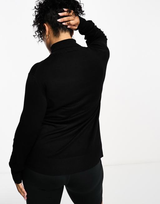Only Curve roll neck sweater in black