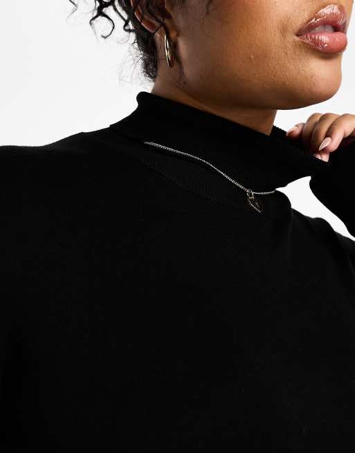 Only Curve roll neck sweater in black