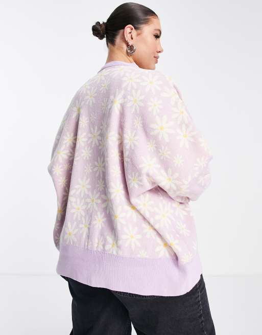 Only Curve – Rosa, blommig kofta, 2 av 4