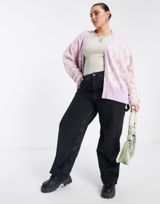 Only Curve – Rosa, blommig kofta, 4 av 4