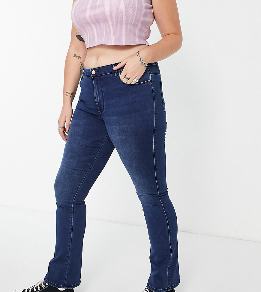 Only Curve Royal flared jeans in dark blue wash