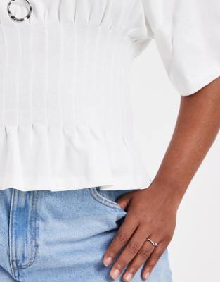 Only Curve Ruched Cinched Waist Top In Multi