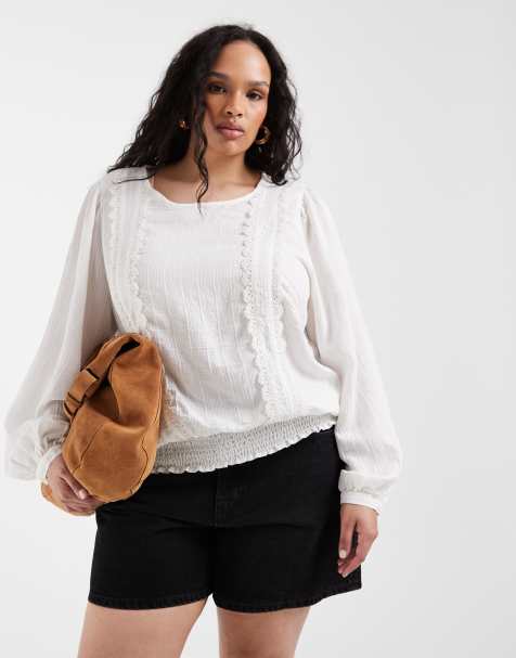 ONLY Curve ruffles details blouse in white - view 1