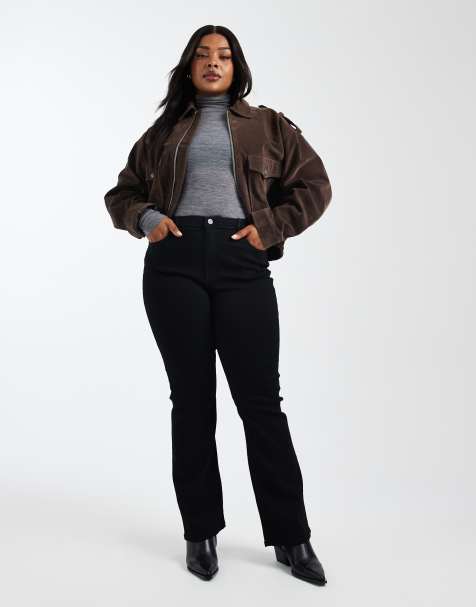 ONLY Curve Sally high waisted flare jeans in black - BLACK