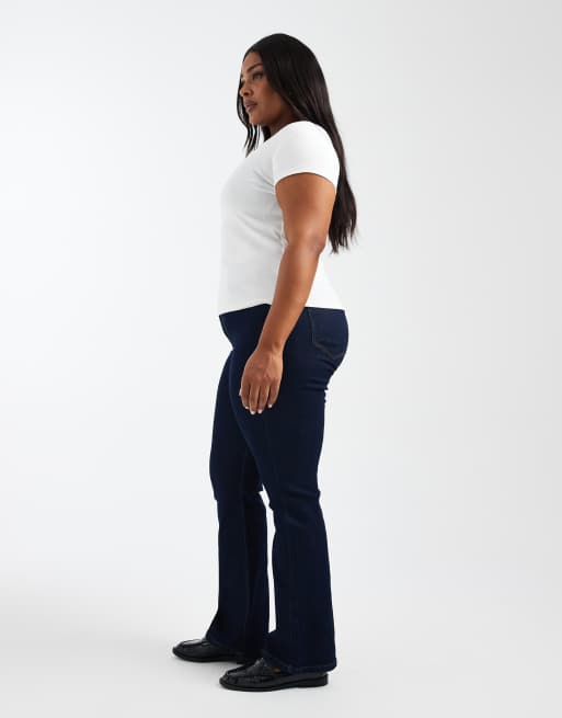 ONLY Curve - Sally - Pantaloni a zampa a vita alta blu scuro, 2 di 5