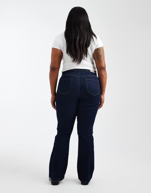 ONLY Curve - Sally - Pantaloni a zampa a vita alta blu scuro, 3 di 5