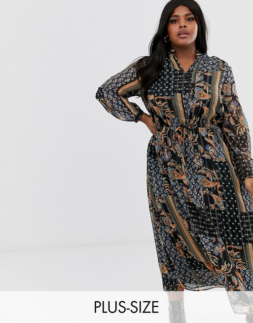 Only Curve scarf print maxi dress