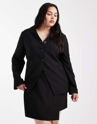 Only Curve - Schwarzer Blazer mit Struktur, Kombiteil