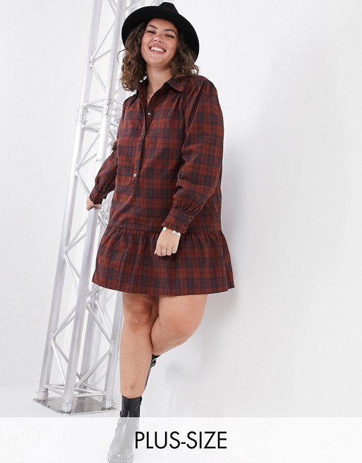 Only Curve shirt dress in check print