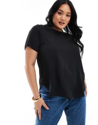 Only Curve short sleeve blouse in black