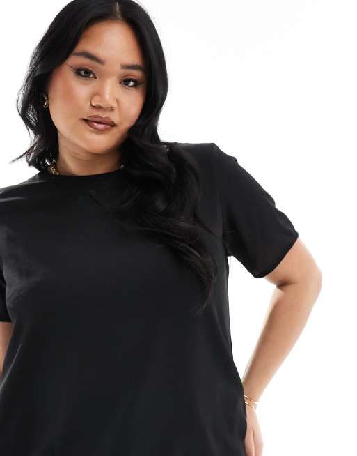 ONLY Curve short sleeve blouse in black , 2 of 4