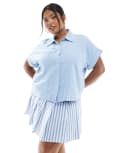 [Only Curve] ONLY Curve short sleeve boxy shirt in light blue 50 Light blue