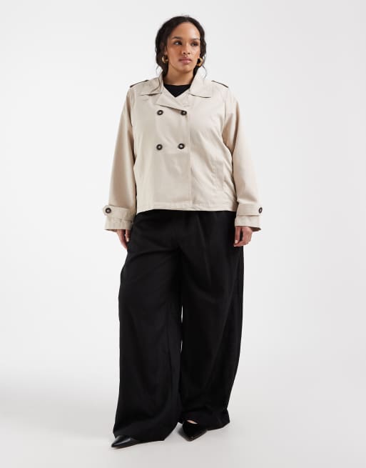 ONLY Curve short trench coat in beige, 2 of 4