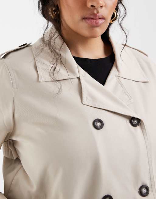 ONLY Curve short trench coat in beige | ASOS