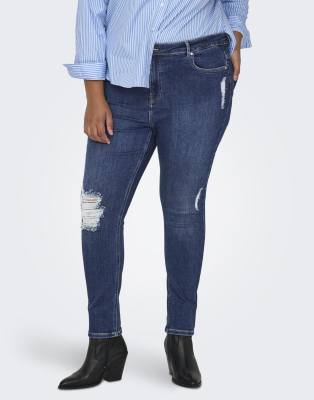ONLY Curve - Skinny Fit Denim-Jeans in Mittelblau