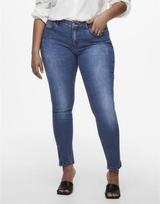 ONLY Curve - Skinny Fit Denim-Jeans in Mittelblau