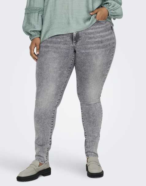 ONLY Curve Skinny fit jeans in medium grey denim - view 1