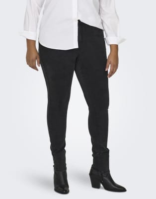 ONLY Curve - Skinny Fit Jeans in verwaschenem Schwarz