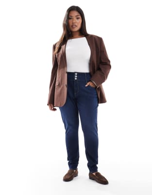 ONLY Curve - Skinny-Jeans in Mittelblau mit hohem Bund