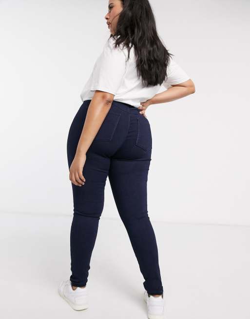 Only Curve - Skinny jeans met hoge taille en donkerblauwe wassing, 2 van 4