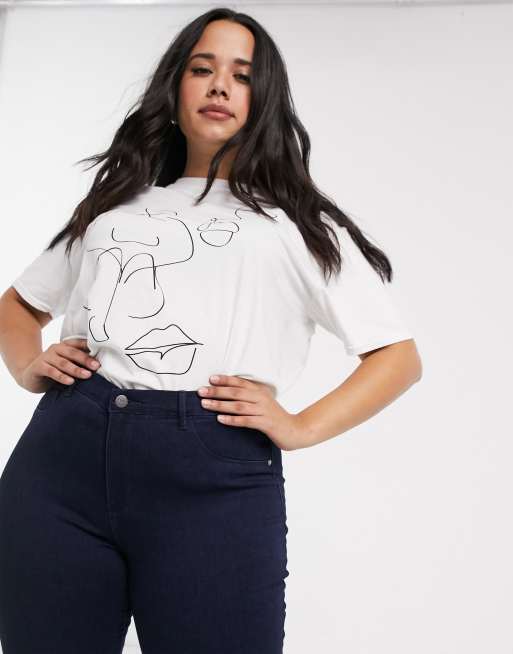 Only Curve - Skinny jeans met hoge taille en donkerblauwe wassing, 4 van 4