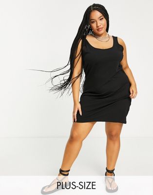Only Curve sleeveless jersey dress in black