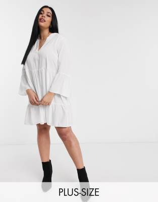 plus size white smock dress