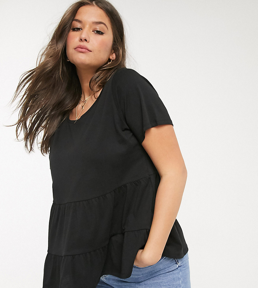 Only Curve smock t-shirt in black