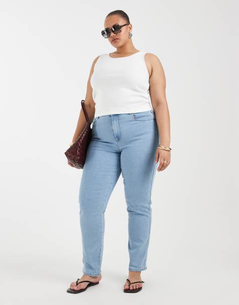 ONLY Curve - Snow - Jeans met hoge taille en rechte pijpen in lichtblauw - view 1