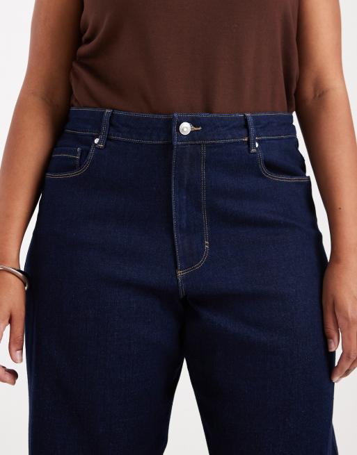 ONLY Curve – Snow – Mörkblå jeans med vida ben och hög midja, 4 av 5