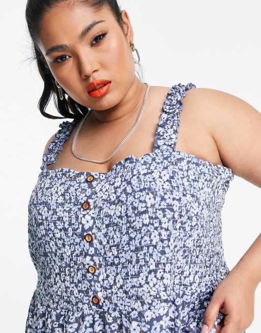 Only Curve - Solkjole med rynkede stropper i marineblå jersey, 3 af 4