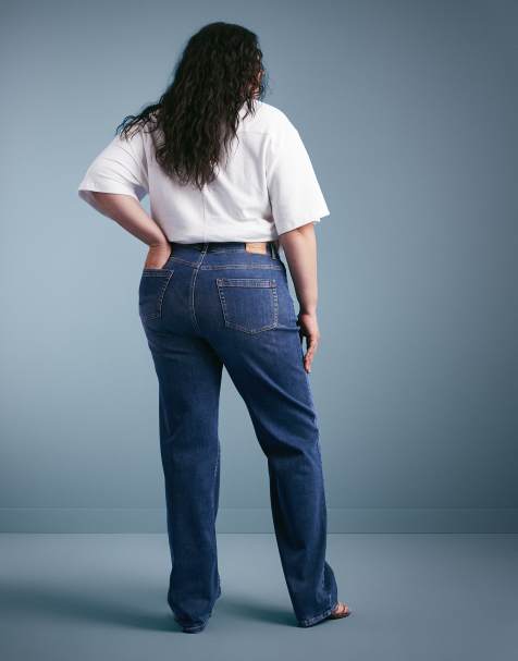 ONLY Curve straight leg jeans in dark blue - view 1
