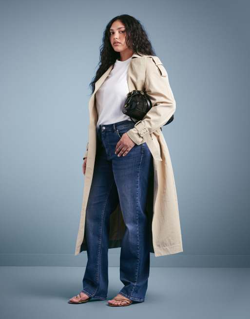 ONLY Curve straight leg jeans in dark blue, 3 of 5