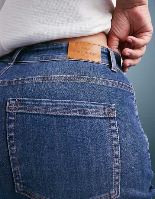 ONLY Curve straight leg jeans in dark blue