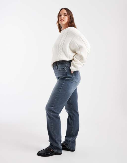 ONLY Curve straight leg jeans in grey blue, 3 of 5