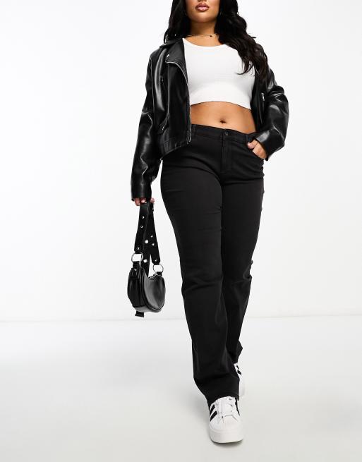 ONLY Curve straight leg jeans in washed black 