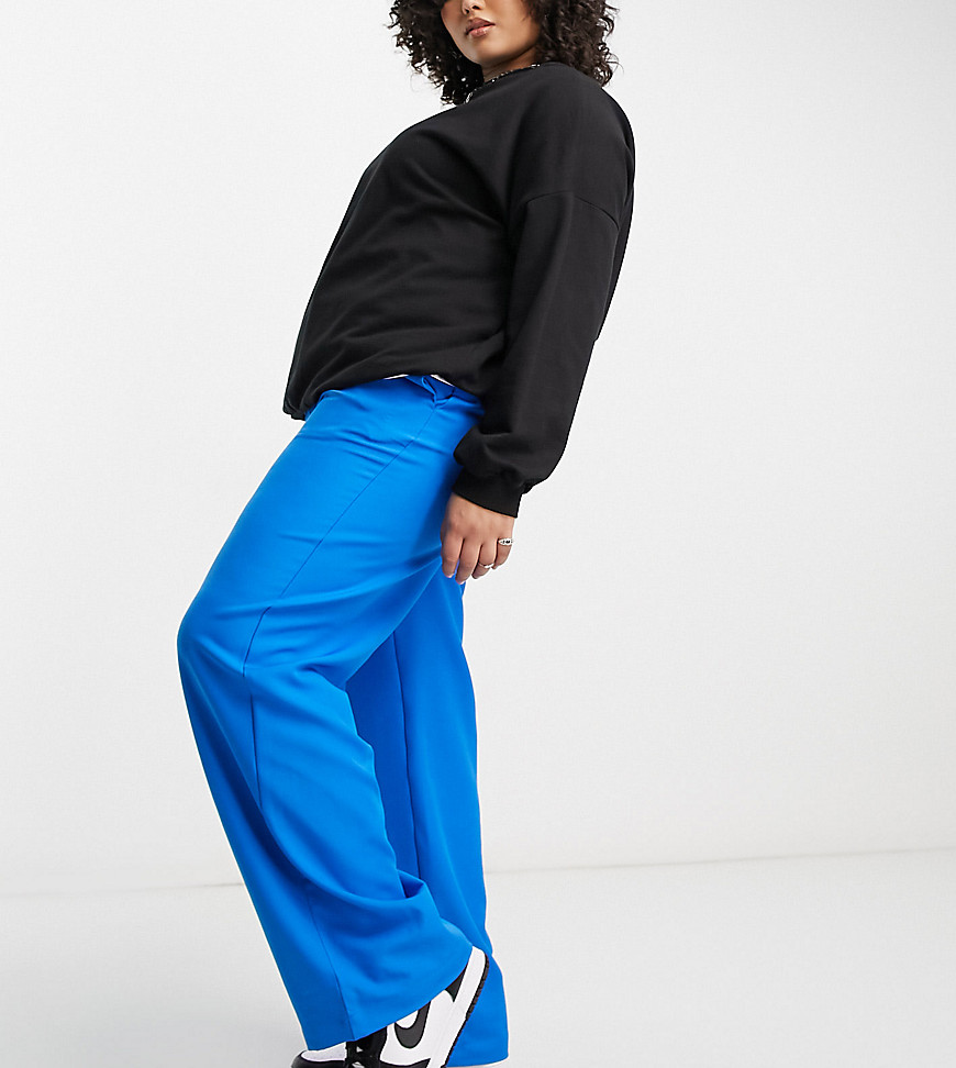 Only Curve Straight Leg Pants In Bright Blue - Part Of A Set