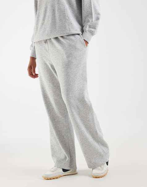 ONLY Curve straight leg sweatpants & hoodie set in light gray - view 1