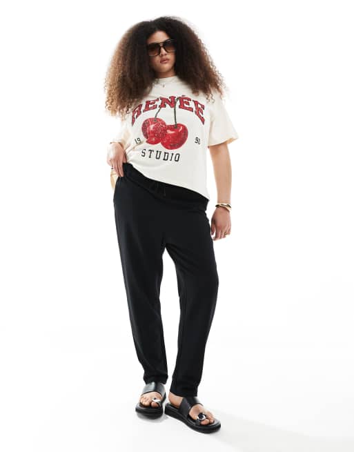 ONLY Curve straight leg trousers in black | ASOS