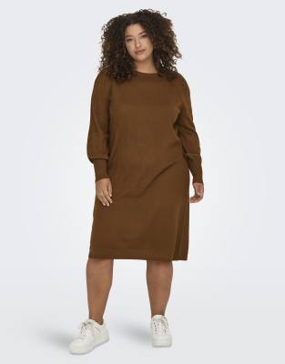 ONLY Curve - Strickkleid in Braun